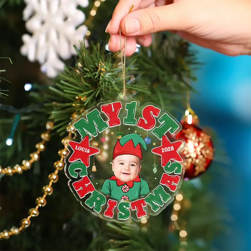 Custom Photo My First Christmas - Personalized Custom Shaped Acrylic Ornament - Image 5