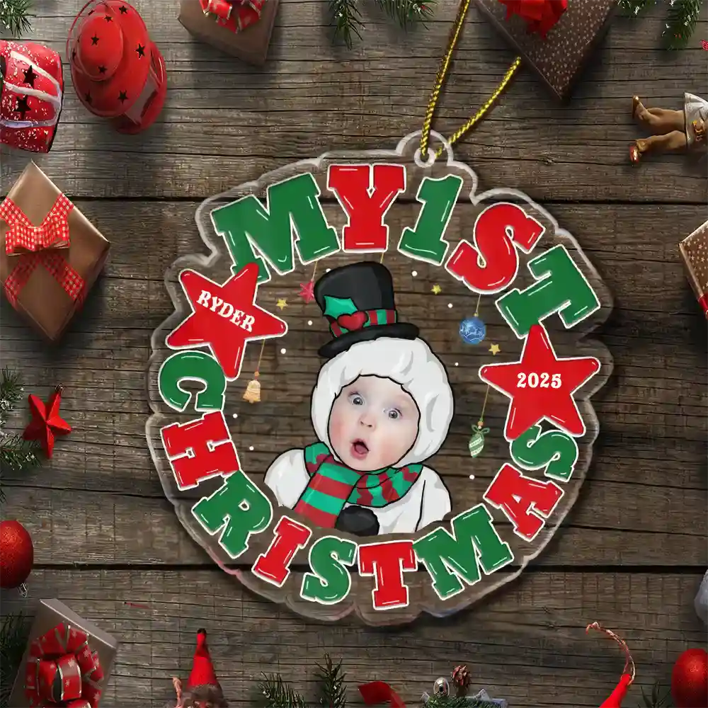 Custom Photo My First Christmas - Personalized Custom Shaped Acrylic Ornament - Image 6
