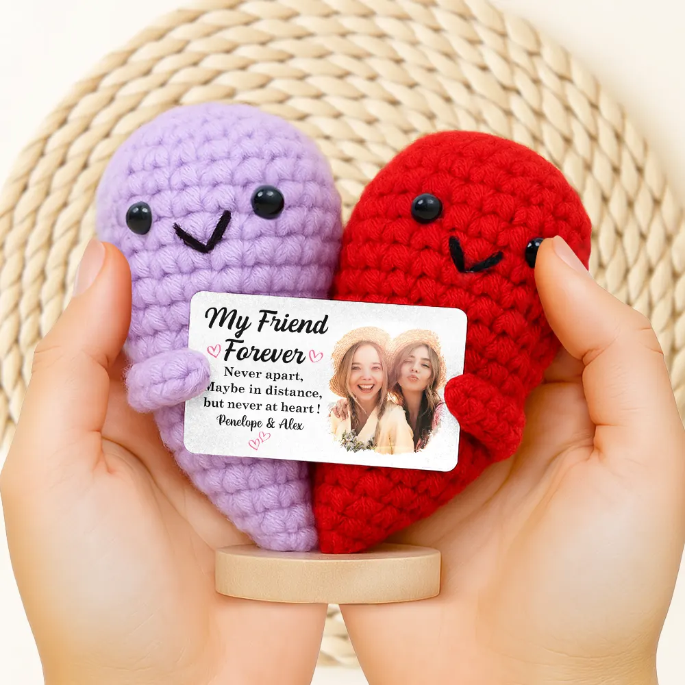 Custom Photo My Friend Forever Never Apart - Personalized Doll Crochet With Custom Card - Image 2