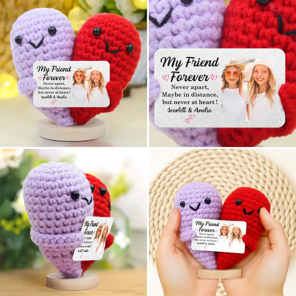 Custom Photo My Friend Forever Never Apart - Personalized Doll Crochet With Custom Card - Image 3