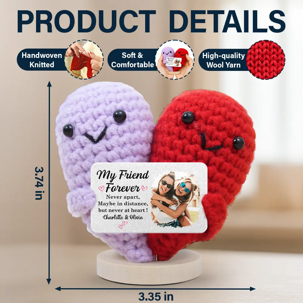 Custom Photo My Friend Forever Never Apart - Personalized Doll Crochet With Custom Card - Image 4