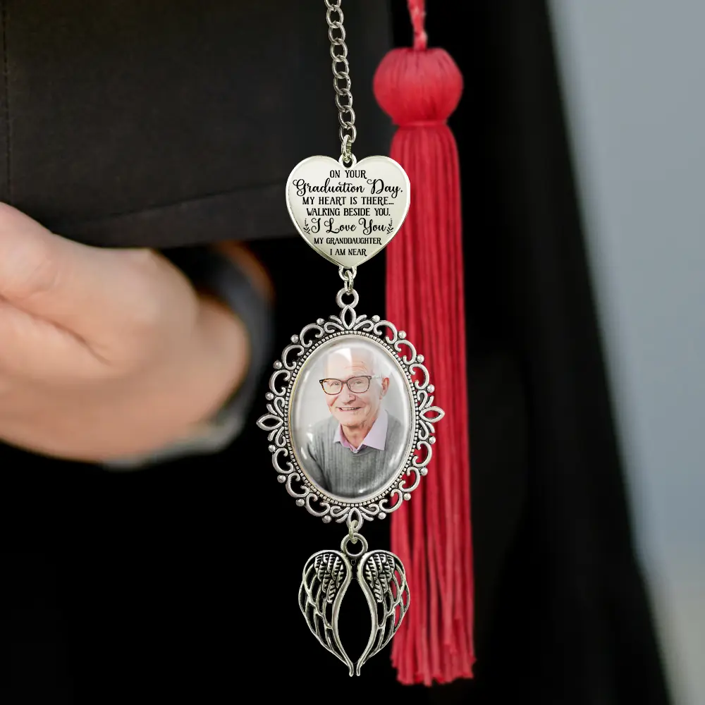 Custom Photo My Heart Is There - Personalized Graduation Tassel Charm - Image 3