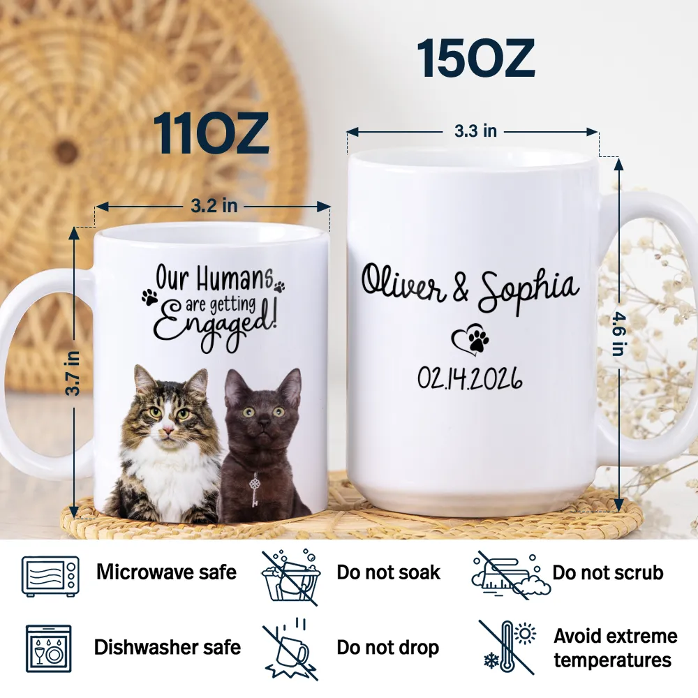 Custom Photo My Humans Are Getting Engaged Married - Personalized White Edge-to-Edge Mug - Image 6