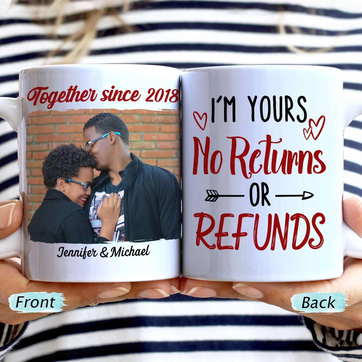 Custom Photo My Wife Is Hotter Than My Coffee Family Couple - Gift For Couple - Personalized Custom White Edge-to-Edge Mug - Image 2