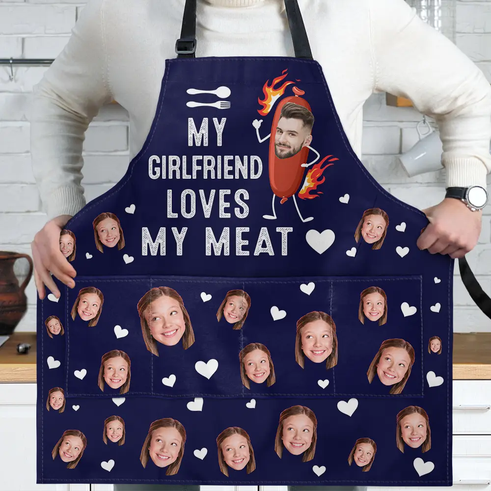 Custom Photo My Wife Loves My Meat - Personalized Apron - Image 3