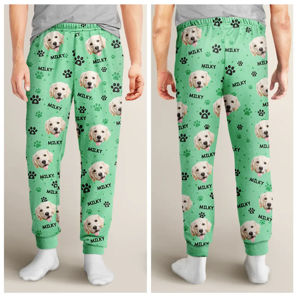 Custom Photo Name Best Cat Mom Dog Pet Lover - Personalized Pajama Pants - Image 6