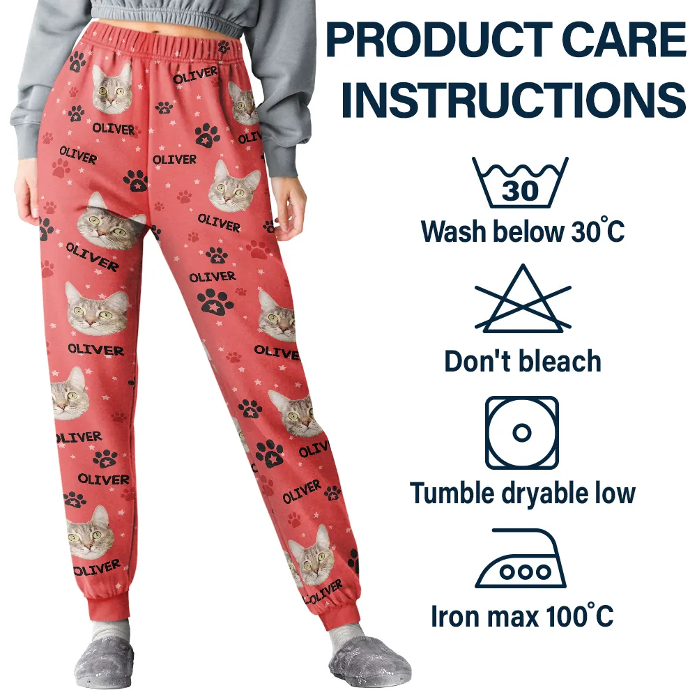 Custom Photo Name Best Cat Mom Dog Pet Lover - Personalized Pajama Pants - Image 7