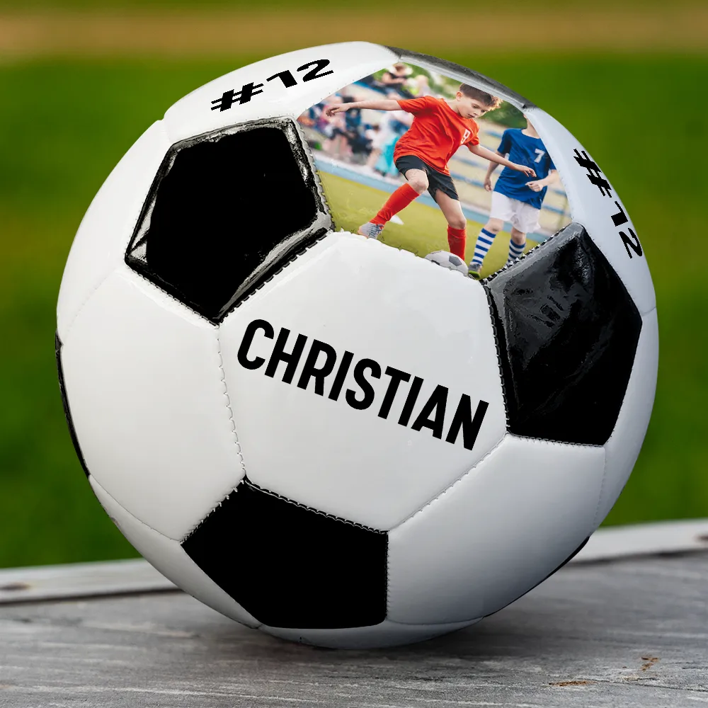 Custom Photo Name Soccer Player - Personalized Soccer Ball - Image 4
