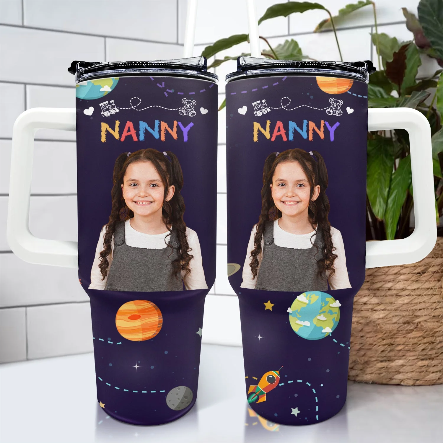Custom Photo Nana Papa Mommy Daddy - Birthday, Loving Gift For Mother, Father, Grandma, Grandpa - Personalized 40oz Tumbler With Straw - Image 5
