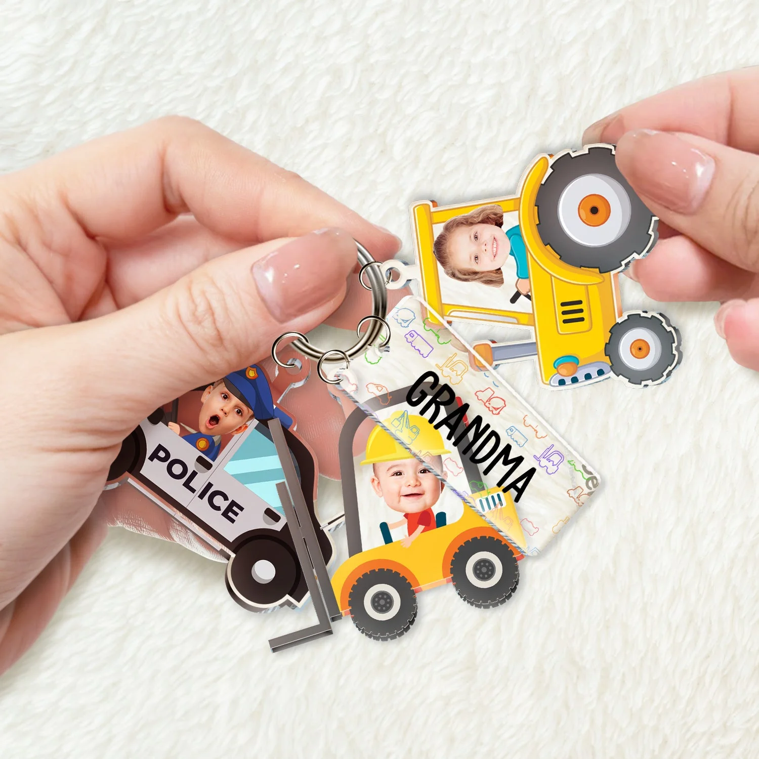 Custom Photo Nana Papa Mommy Daddy Our Grandkids - Loving Gift For Grandma, Grandparents, Mother, Father - Personalized Acrylic Tag Keychain - Image 3