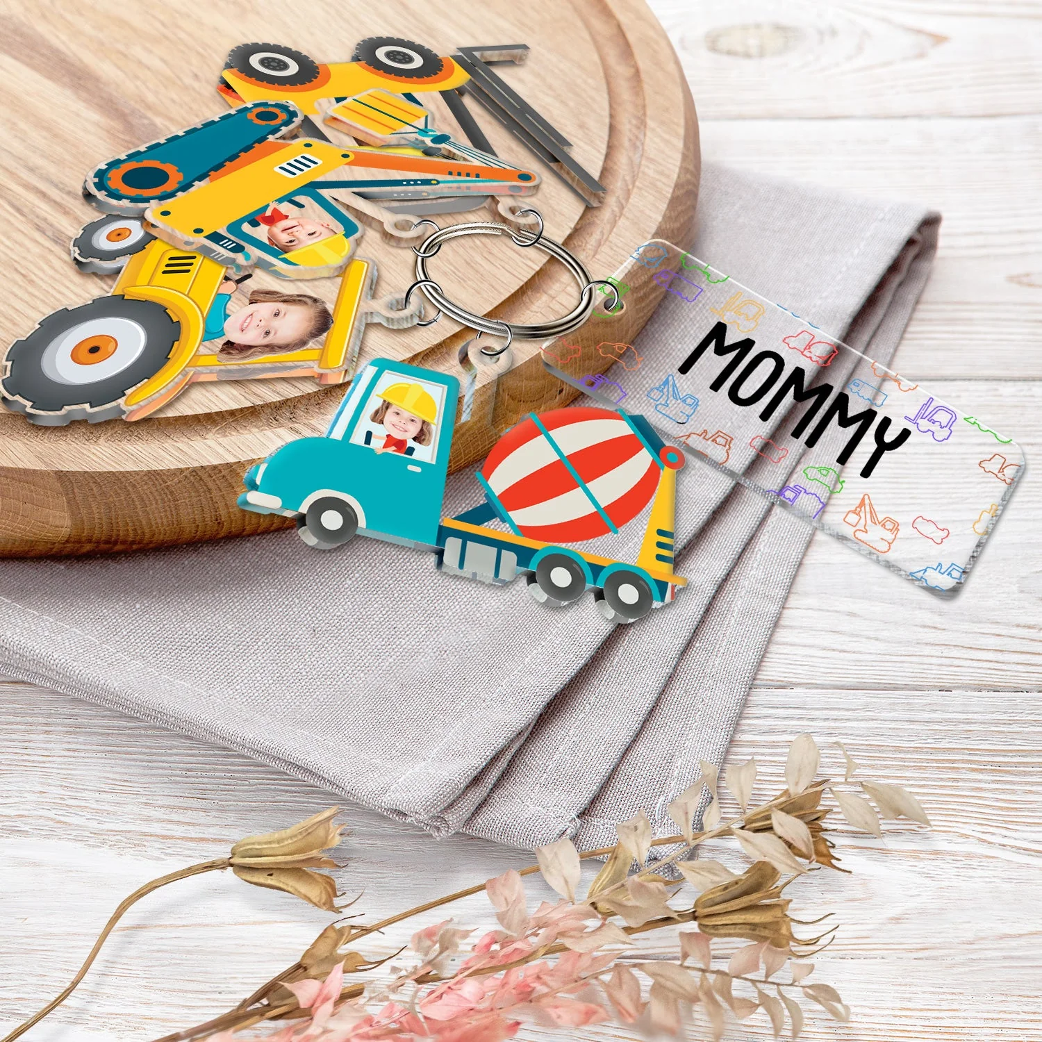 Custom Photo Nana Papa Mommy Daddy Our Grandkids - Loving Gift For Grandma, Grandparents, Mother, Father - Personalized Acrylic Tag Keychain - Image 5