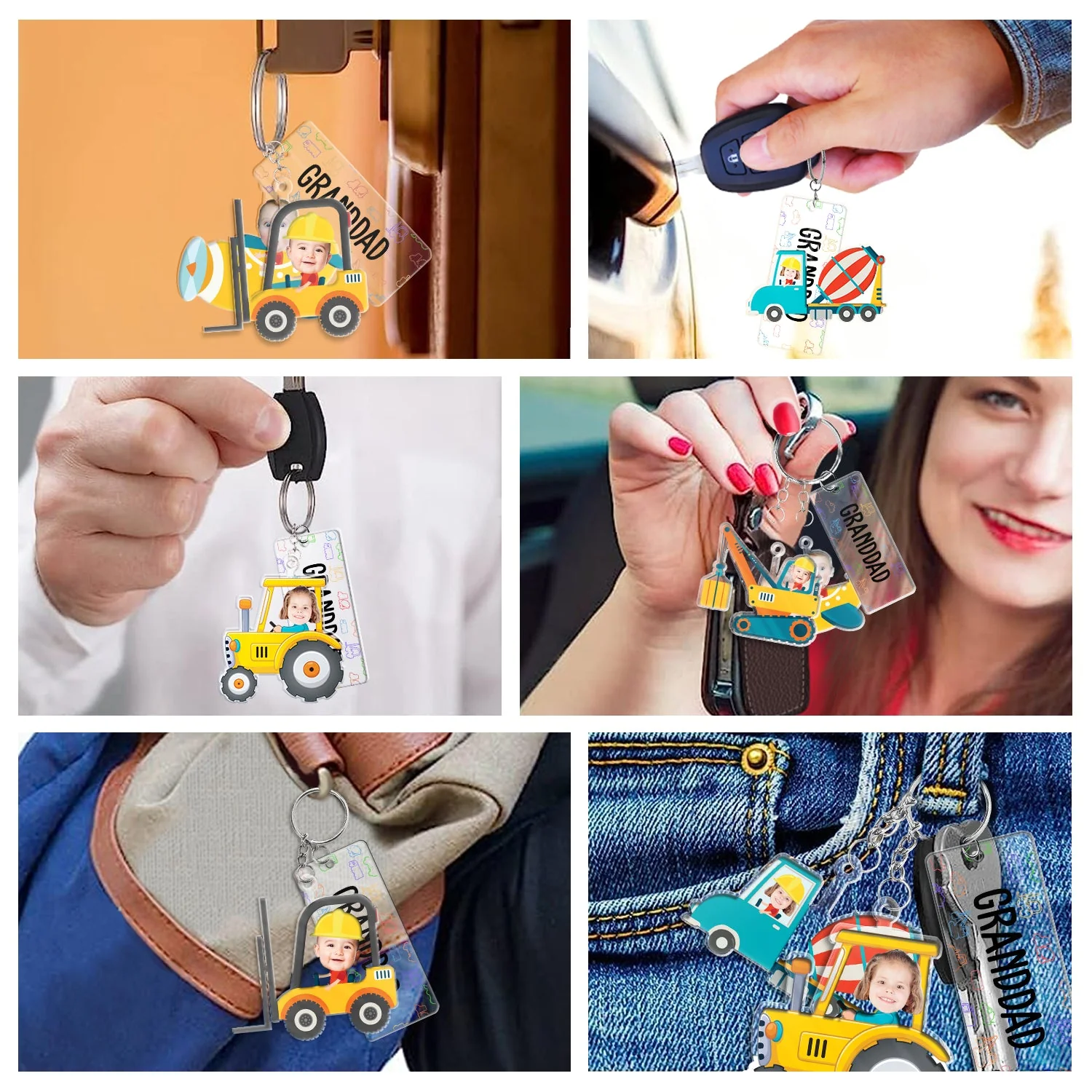 Custom Photo Nana Papa Mommy Daddy Our Grandkids - Loving Gift For Grandma, Grandparents, Mother, Father - Personalized Acrylic Tag Keychain - Image 6