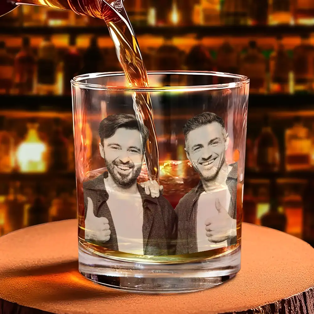 Custom Photo Never Too Far To Drink Together - Personalized Engraved Whiskey Glass - Image 6