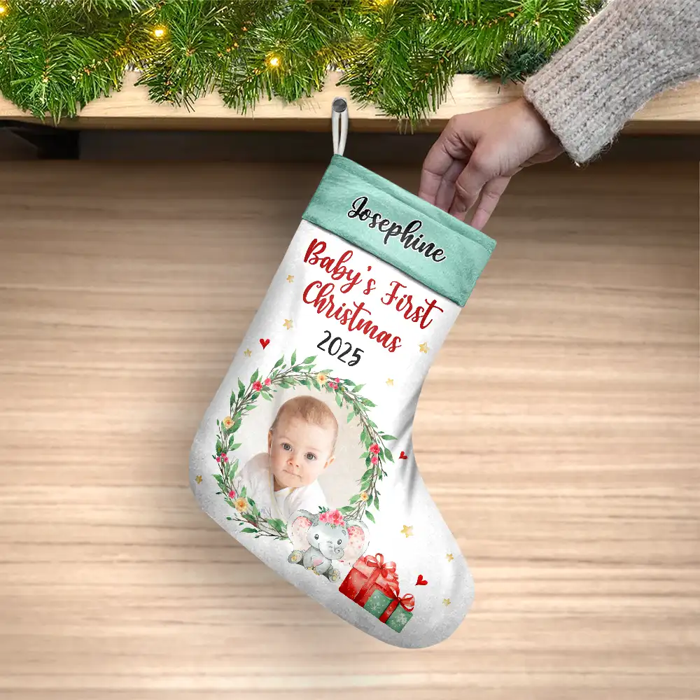 Custom Photo New Baby My First Christmas - Christmas Gift - Personalized Christmas Stocking - Image 3