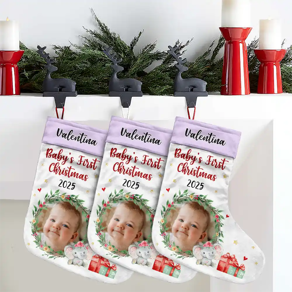 Custom Photo New Baby My First Christmas - Christmas Gift - Personalized Christmas Stocking - Image 4