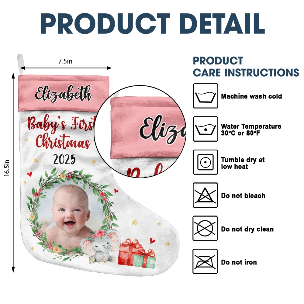 Custom Photo New Baby My First Christmas - Christmas Gift - Personalized Christmas Stocking - Image 5
