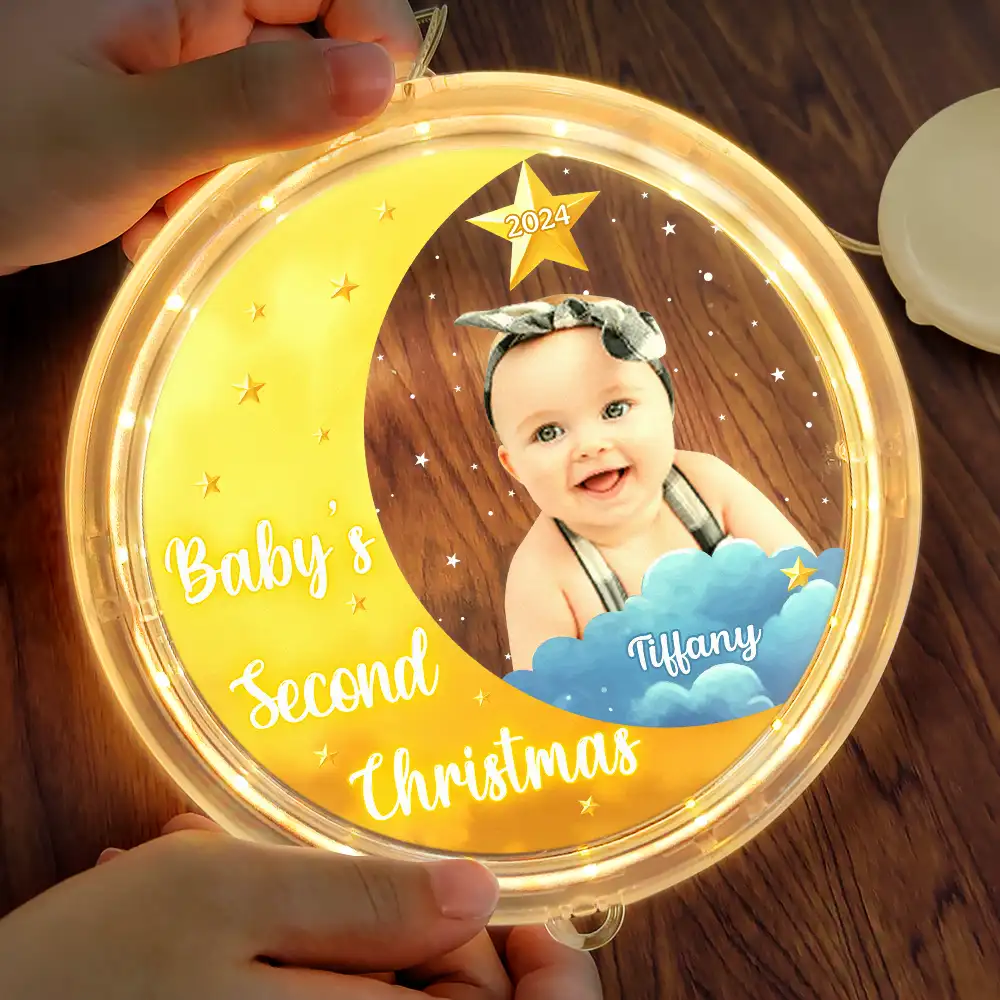 Custom Photo New Baby's First Christmas - Personalized LED Pendant Light - Image 4