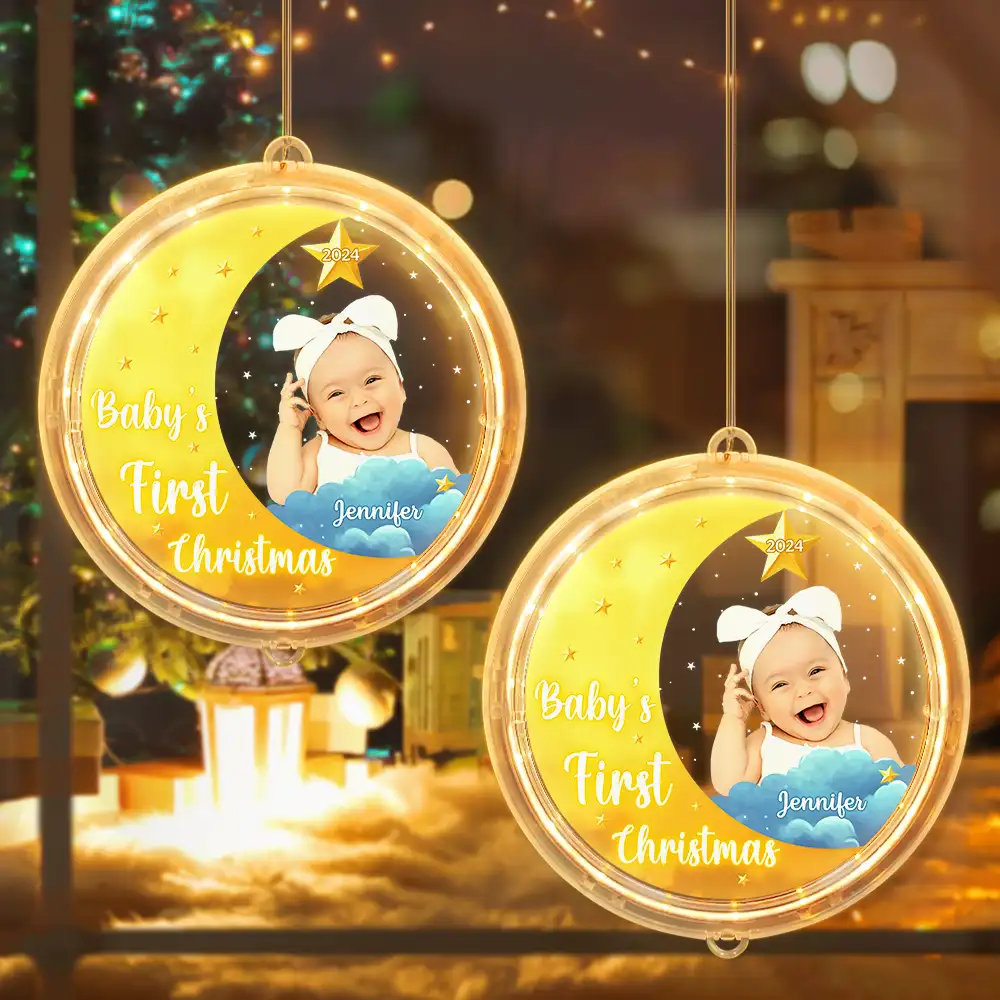 Custom Photo New Baby's First Christmas - Personalized LED Pendant Light - Image 5