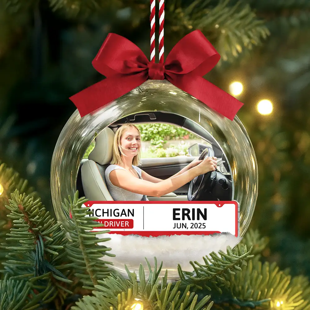 Custom Photo New Driver - Personalized 3D Acrylic Ball Ornament - Image 4