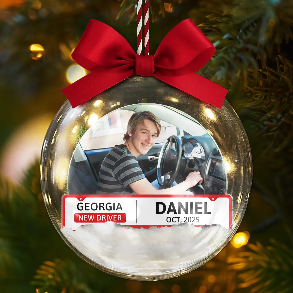 Custom Photo New Driver - Personalized 3D Acrylic Ball Ornament - Image 6