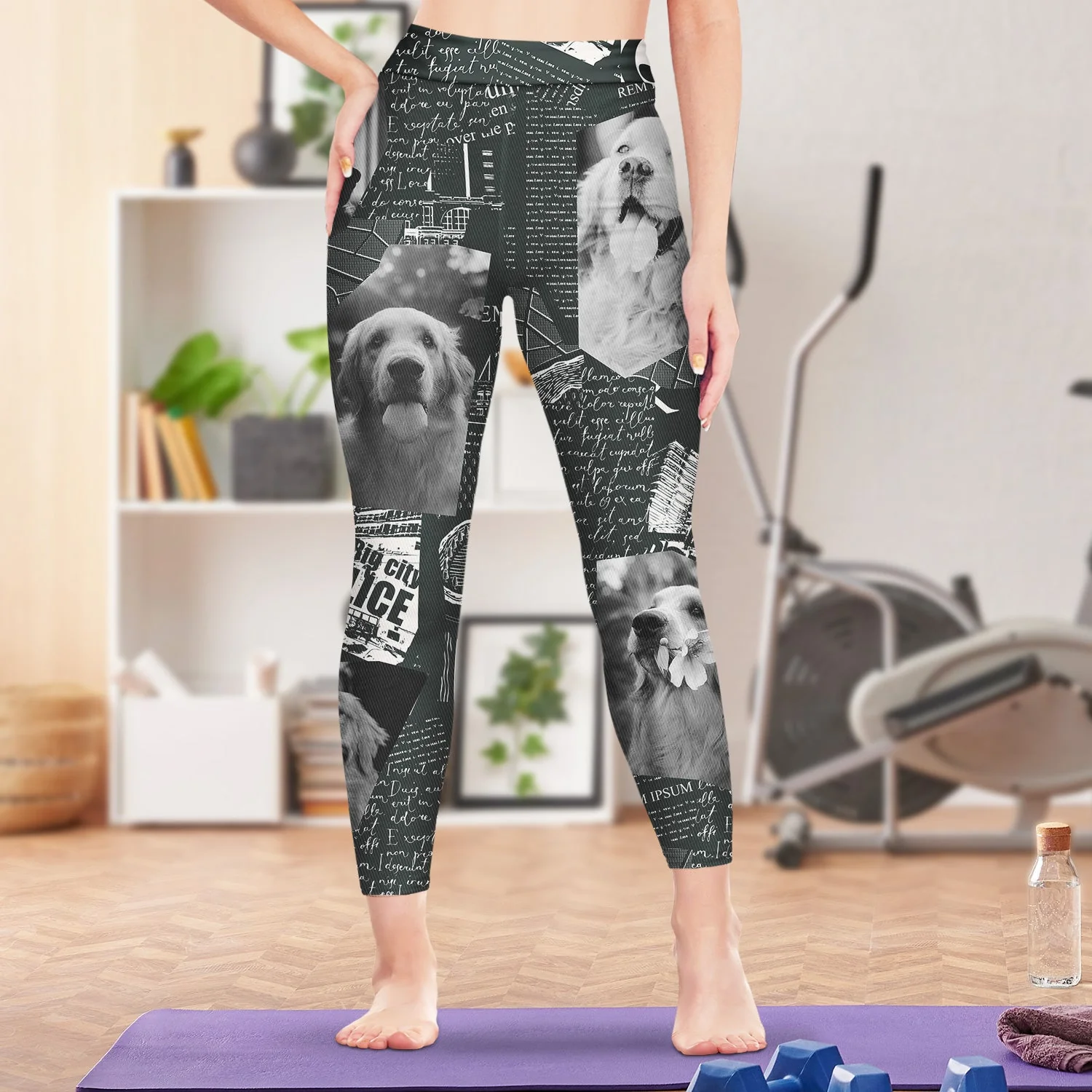 Custom Photo Newspaper - Birthday, Loving Gift For Women, Gift For Yourself, Gym Lady, Yoga Girl, Pet Mom - Personalized Leggings - Image 3