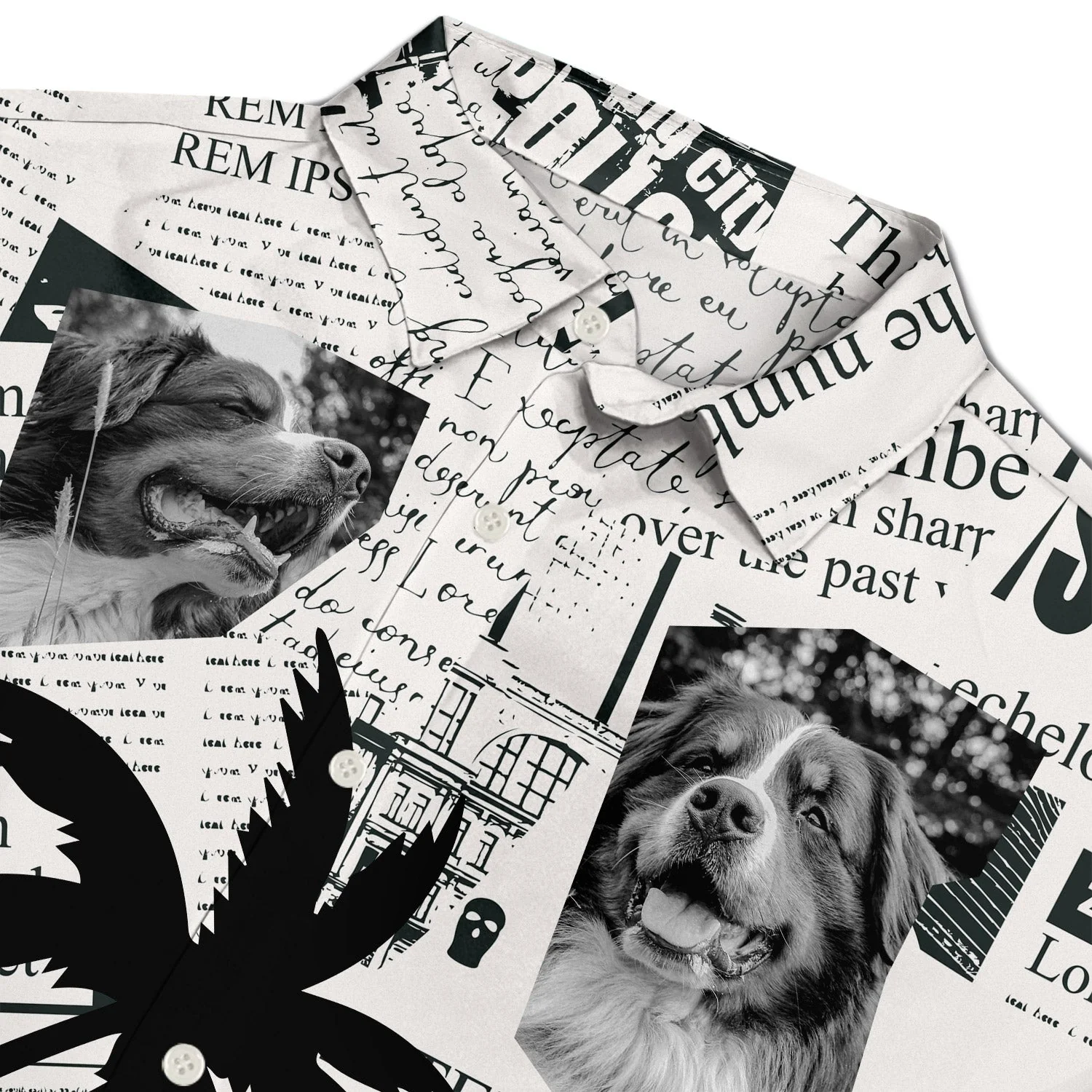 Custom Photo Newspaper Funny Family Pet Face - Gift For Men, Dog And Cat Lovers - Personalized Hawaiian Shirt - Image 3