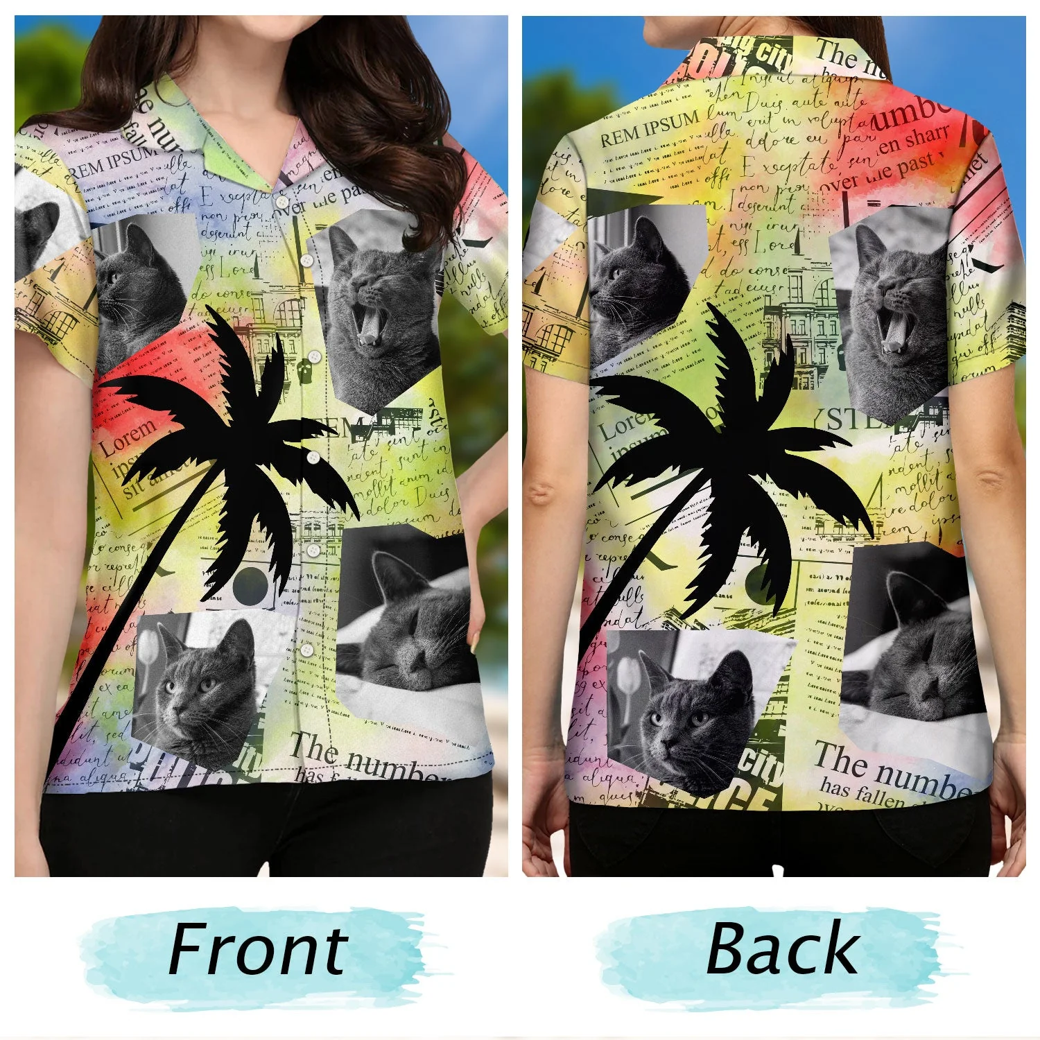 Custom Photo Newspaper Funny Family Pet Face - Gift For Men, Dog And Cat Lovers - Personalized Hawaiian Shirt - Image 5