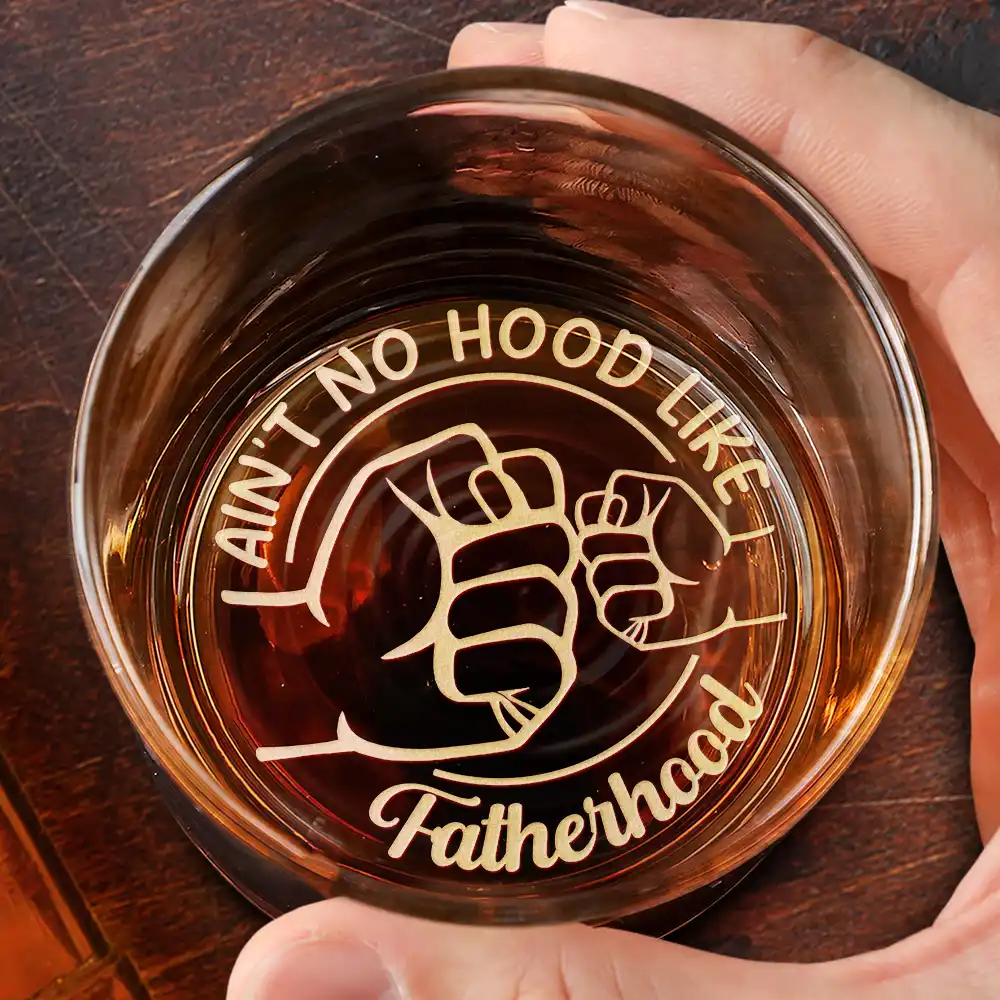 Custom Photo No Hood Like Fatherhood - Personalized Engraved Whiskey Glass - Image 3