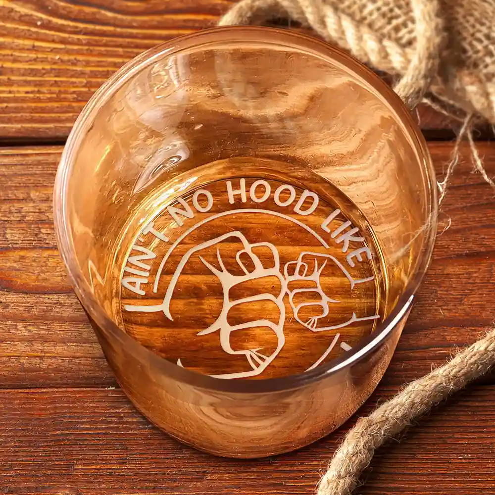 Custom Photo No Hood Like Fatherhood - Personalized Engraved Whiskey Glass - Image 5