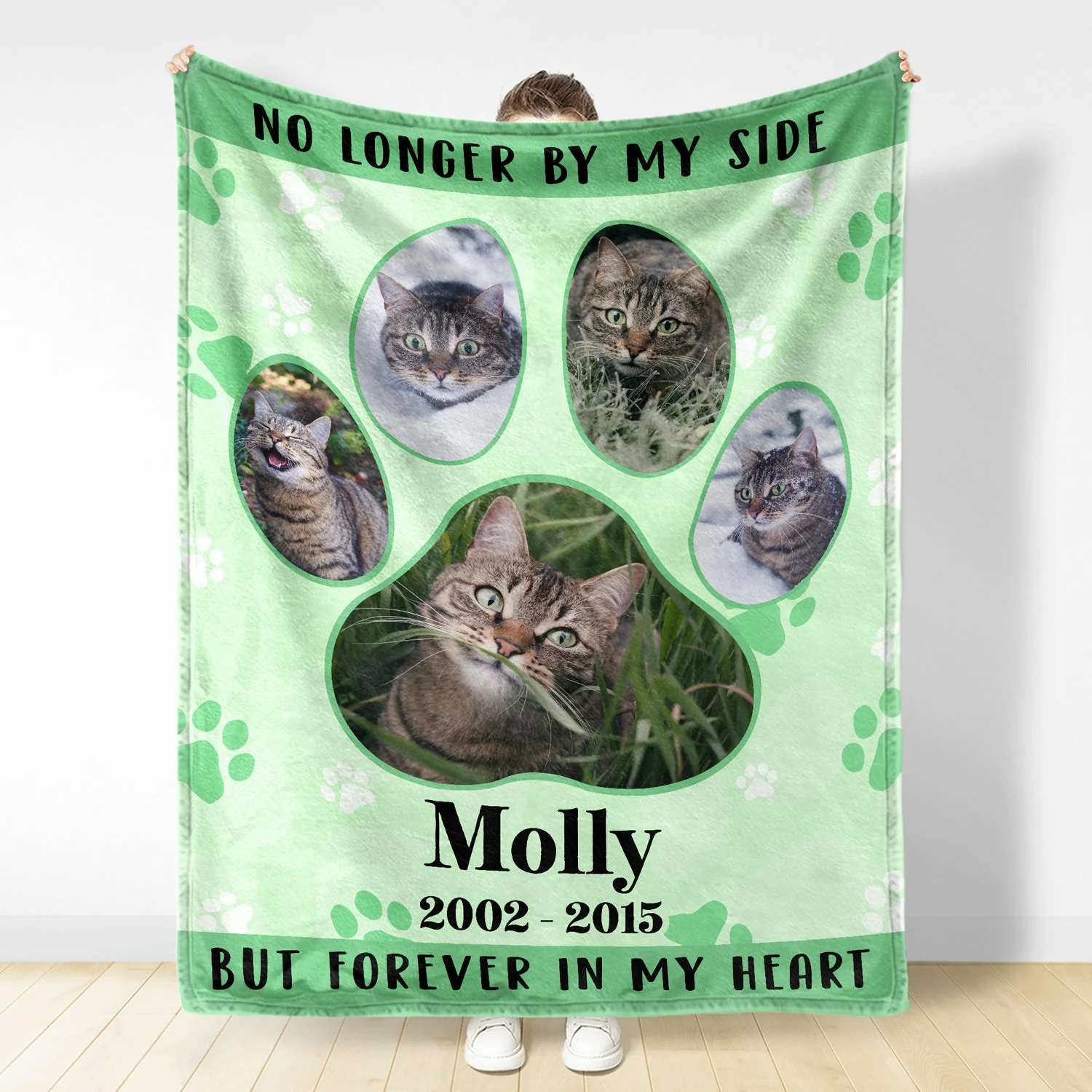 Custom Photo No Longer By My Side But Forever In My Heart - Memorial Gift For Dog Lover, Cat Mom, Pet Loss - Personalized Fleece Blanket - Image 3