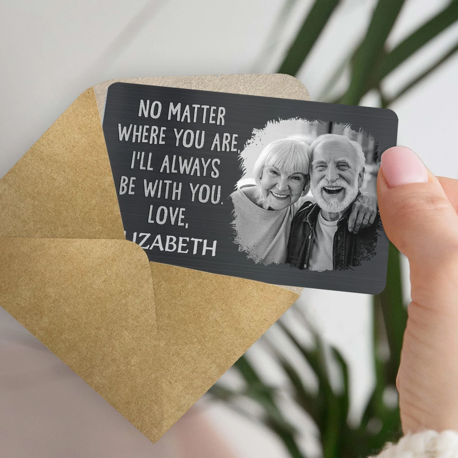 Custom Photo No Matter Where You Are - Gift For Couples, Husband, Wife, Dad, Mom - Personalized Aluminum Wallet Card - Image 4