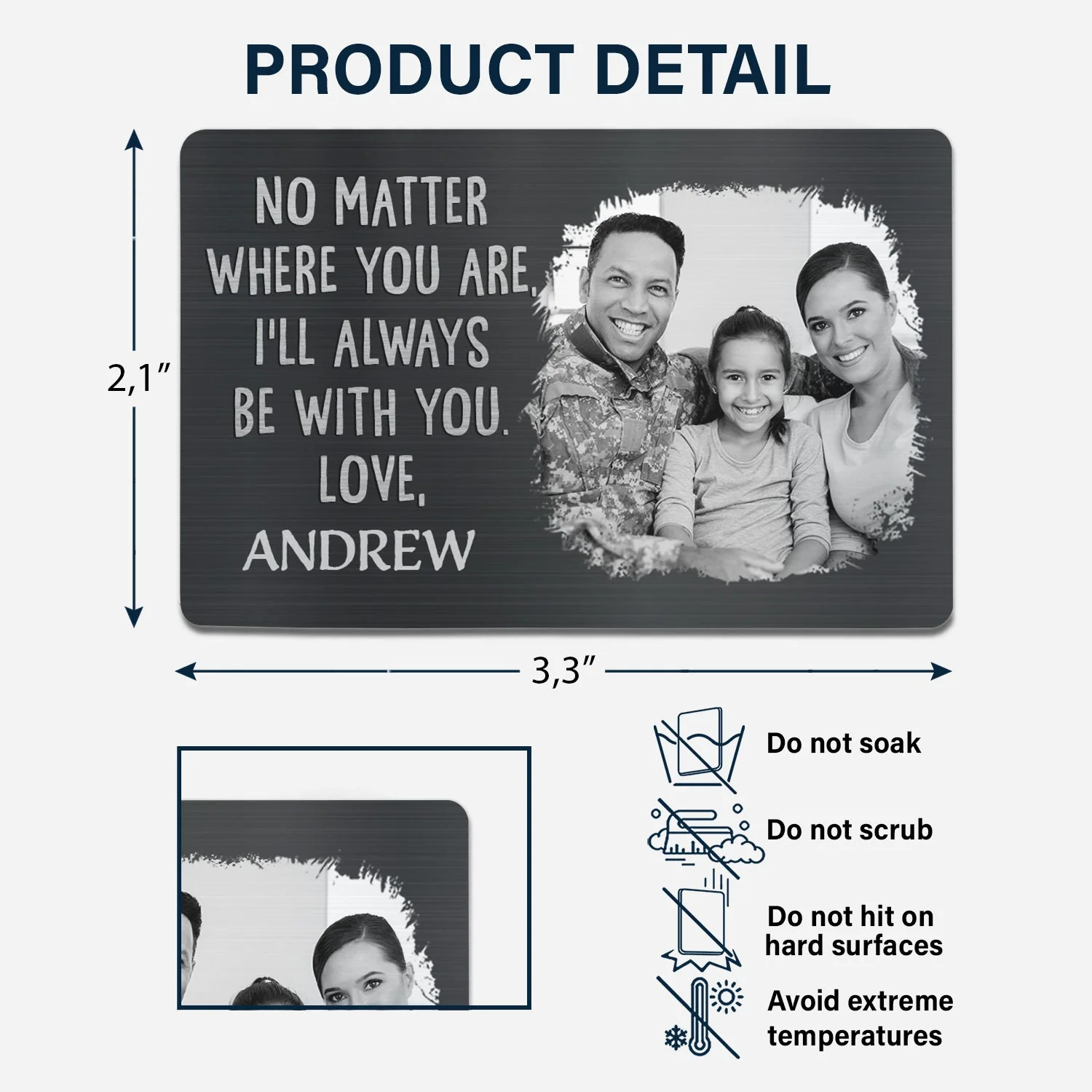 Custom Photo No Matter Where You Are - Gift For Couples, Husband, Wife, Dad, Mom - Personalized Aluminum Wallet Card - Image 6