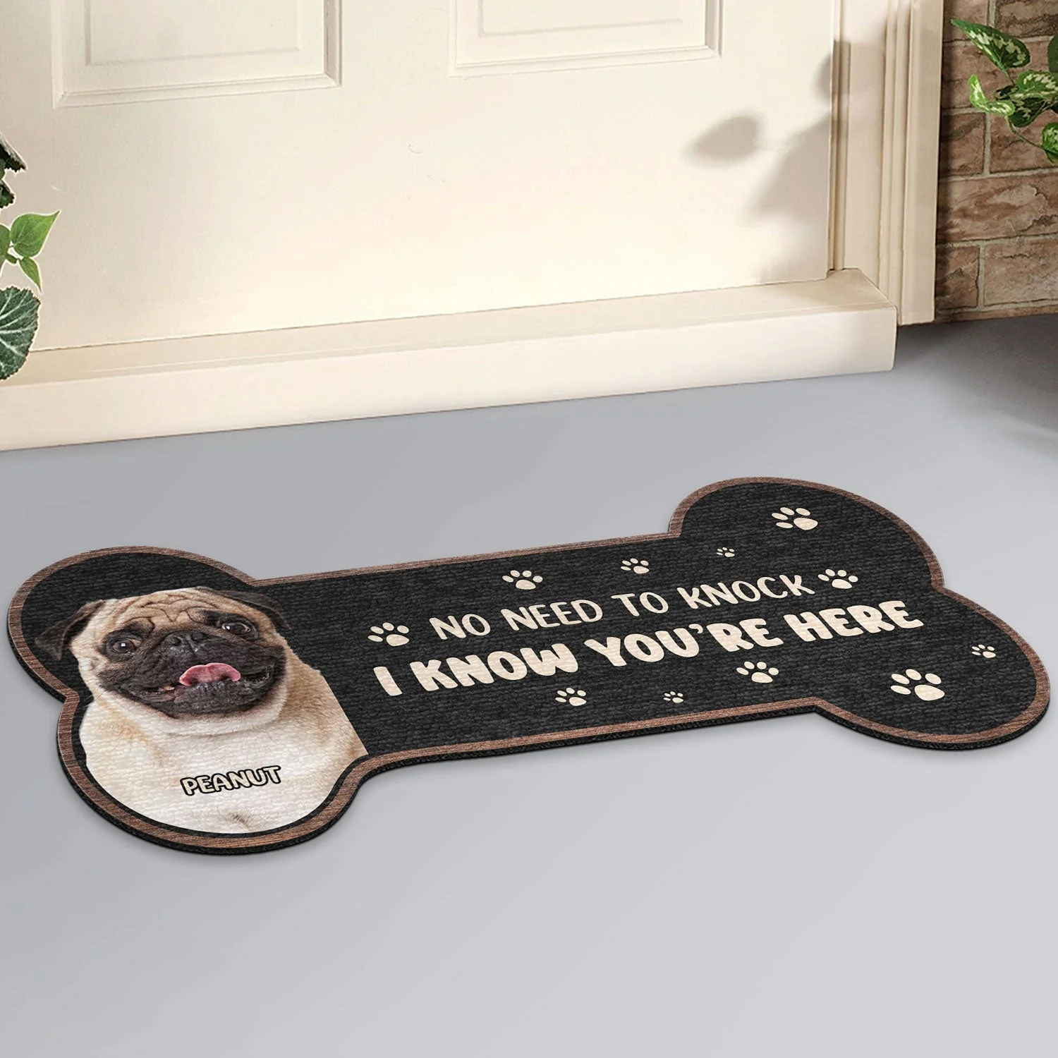 Custom Photo No Need To Knock - Gift For Pet Lovers - Personalized Custom Shaped Doormat - Image 3