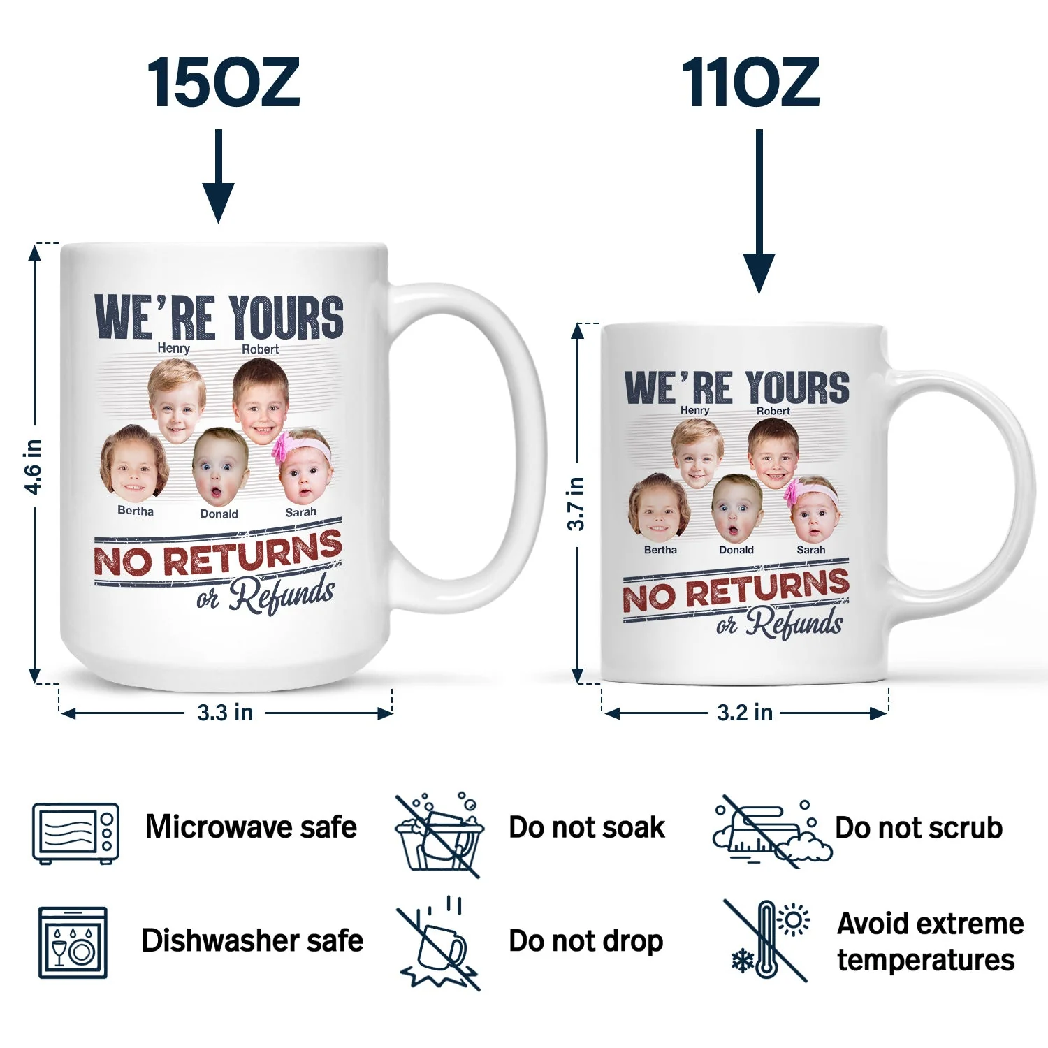 Custom Photo No Returns Or Refunds Grandkids - Gift For Dad, Mom, Grandma, Grandpa - Personalized Mug - Image 5