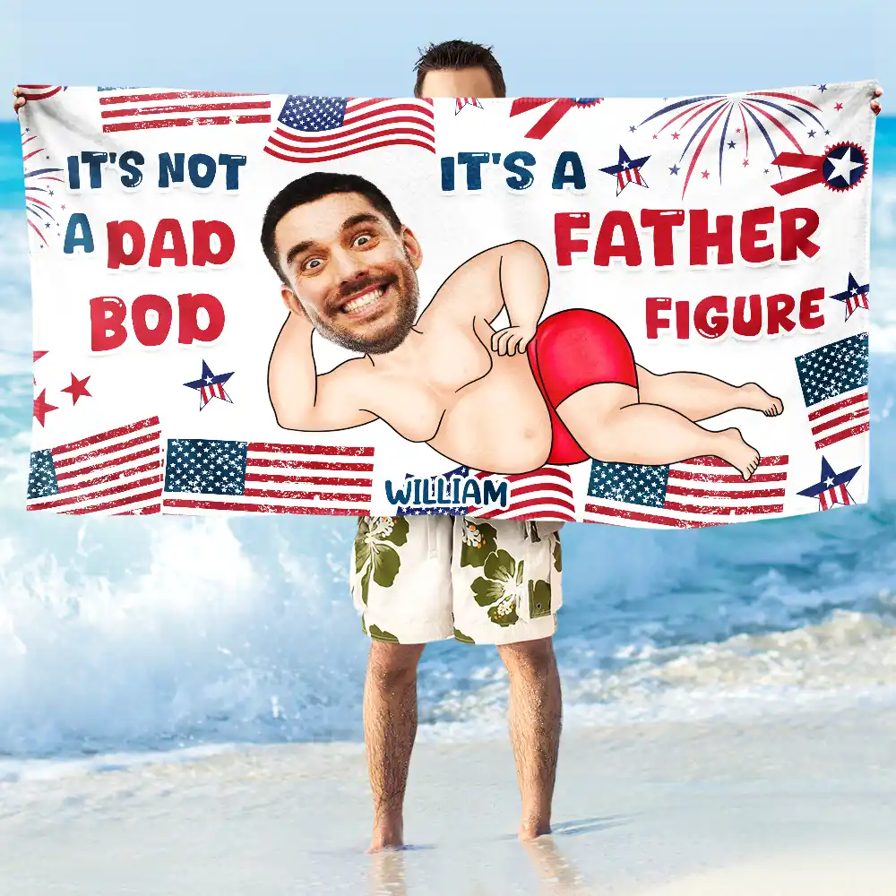 Custom Photo Not A Dad Bod - Personalized Beach Towel - Image 3