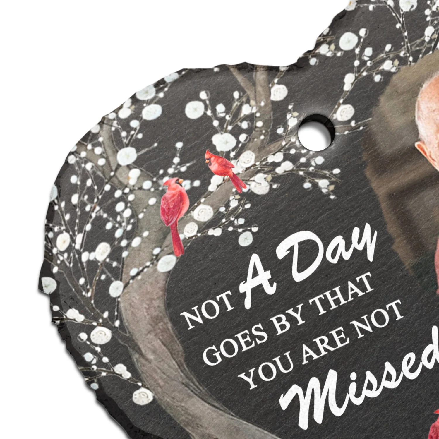 Custom Photo Not A Day Goes By - Memorial, Sympathy Gift - Personalized Heart Shaped Garden Slate & Hook - Image 2