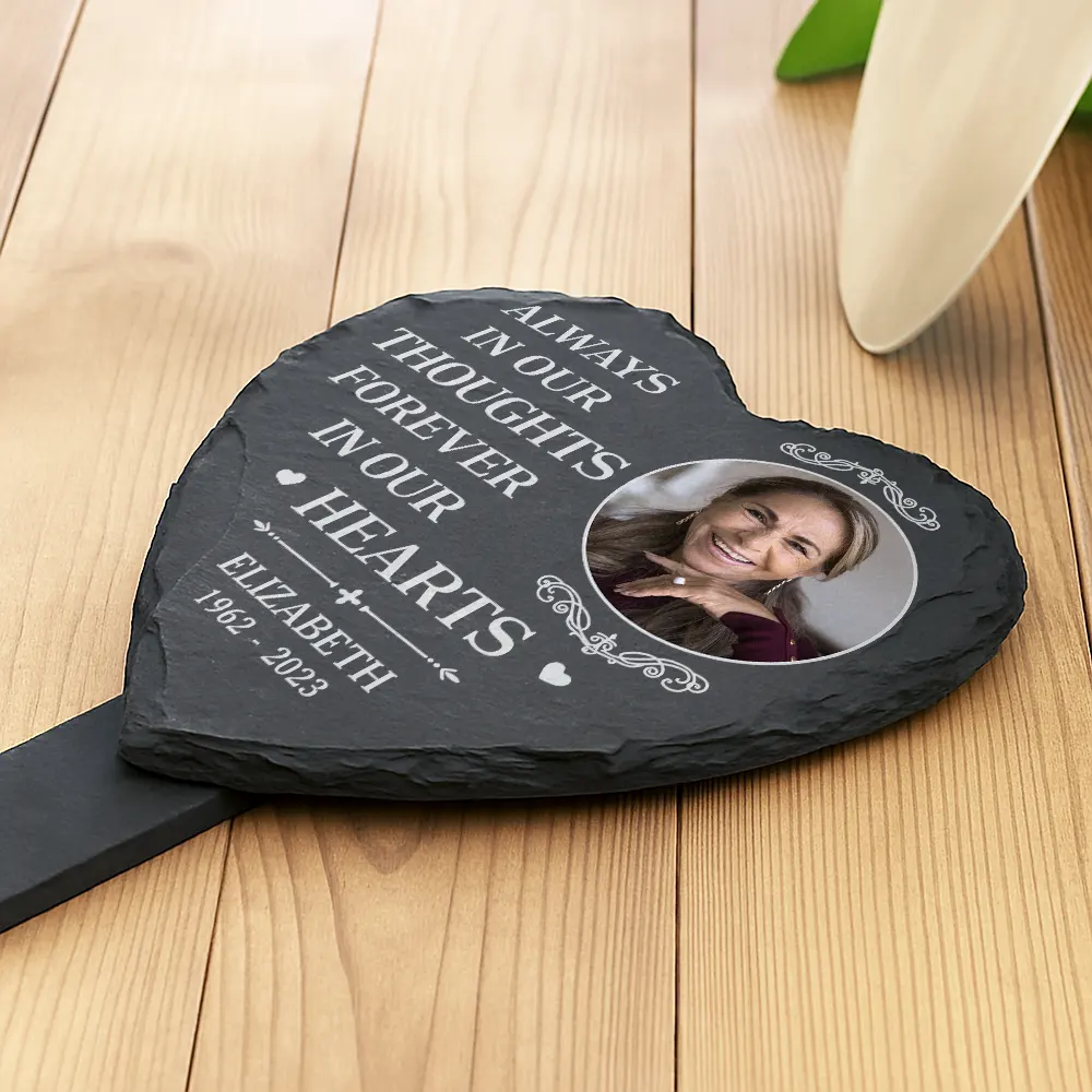 Custom Photo Not A Day Goes By That You Are Not Missed - Personalized Heart Slate Garden Stake - Image 3