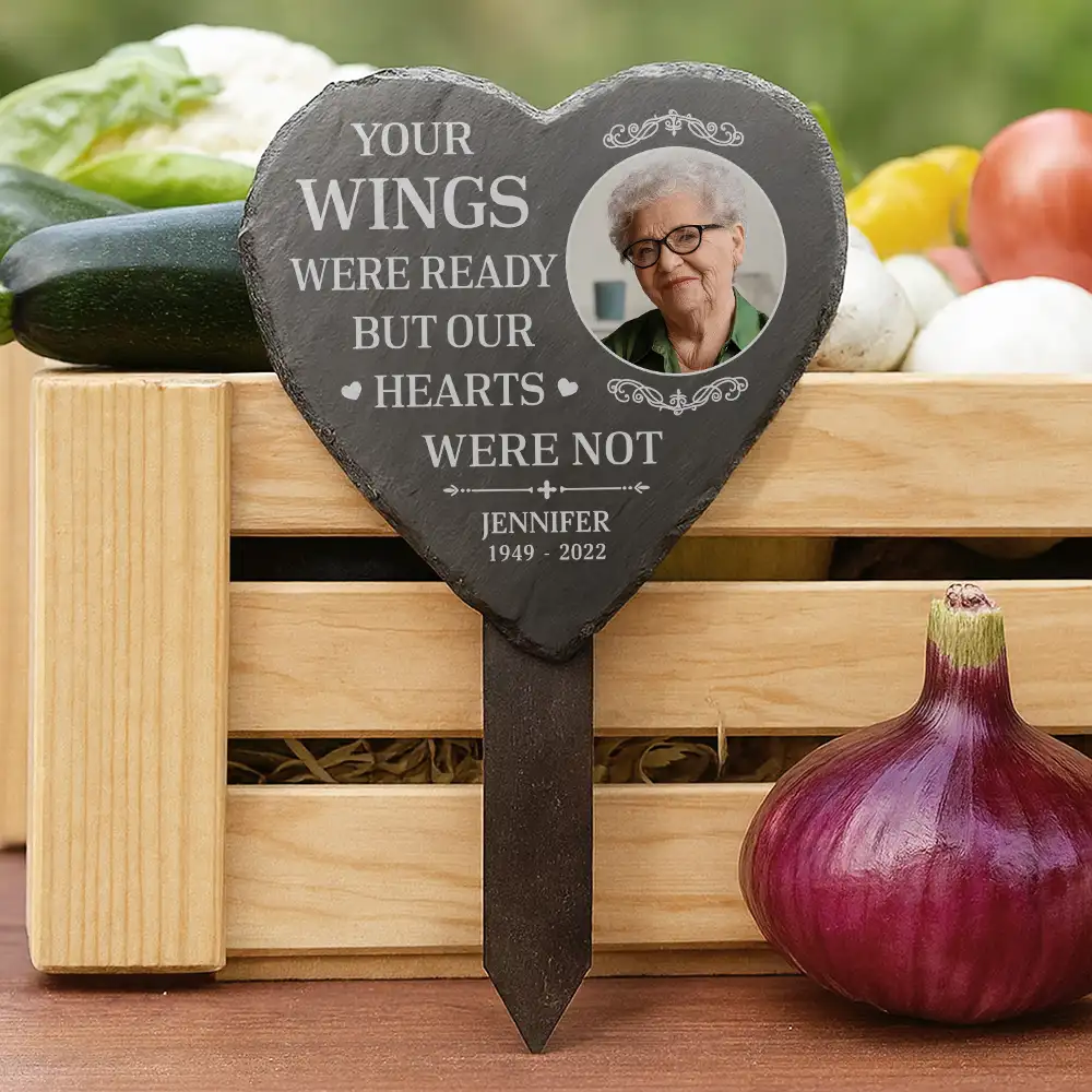Custom Photo Not A Day Goes By That You Are Not Missed - Personalized Heart Slate Garden Stake - Image 4