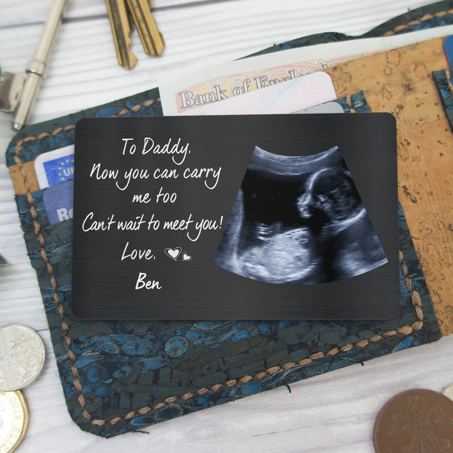 Custom Photo Now You Can Carry Me Too - Gift For Dad, Father, New Parents - Personalized Aluminum Wallet Card - Image 5