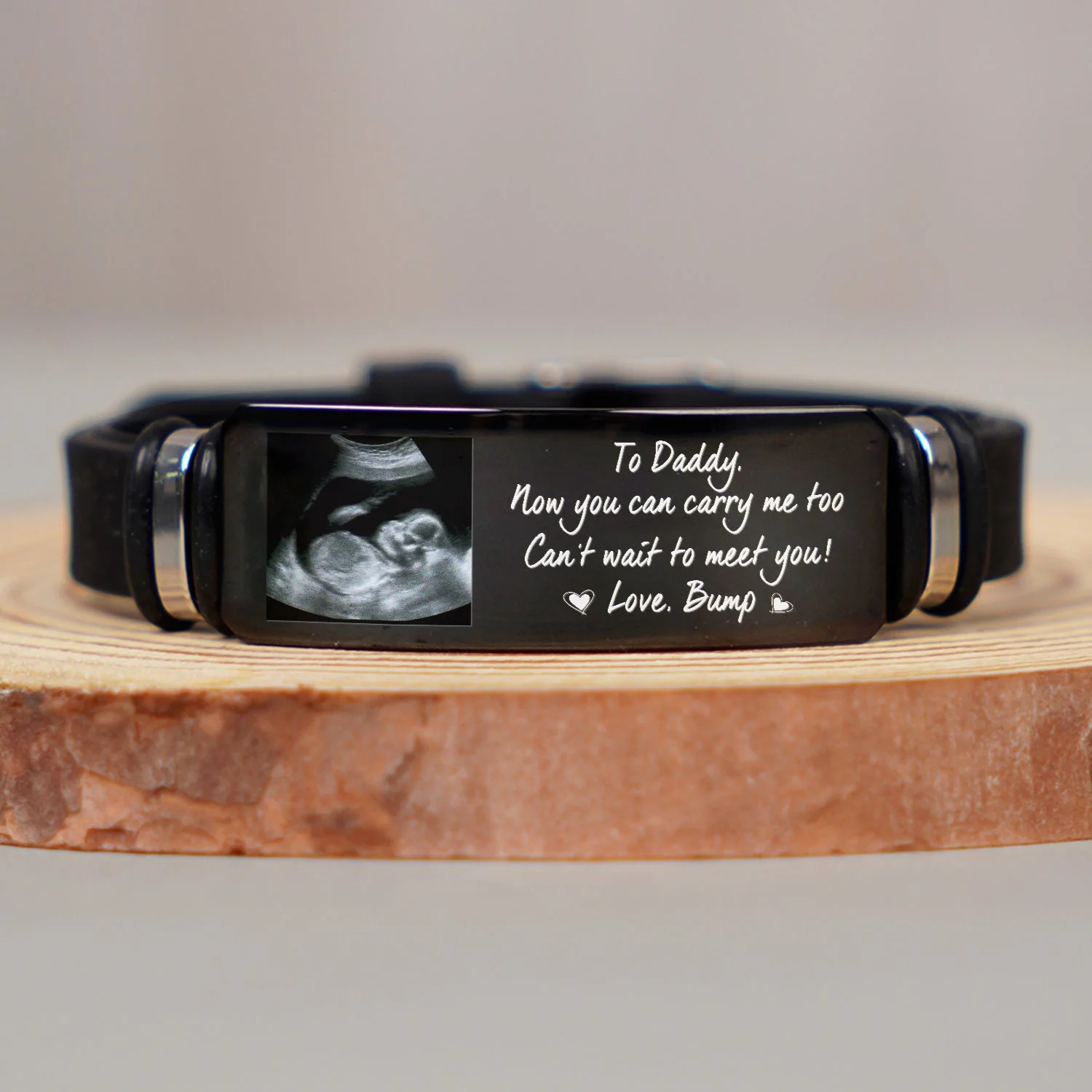 Custom Photo Now You Can Carry Me Too - Gift For Dad, Father, New Parents - Personalized Engraved Bracelet - Image 3
