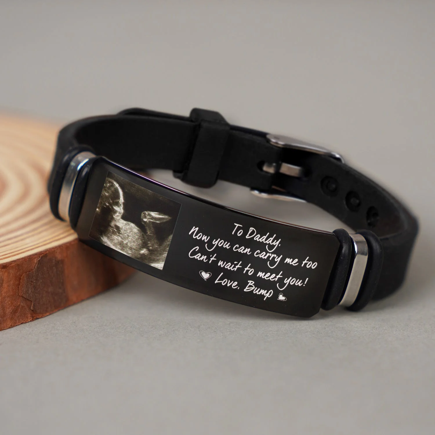 Custom Photo Now You Can Carry Me Too - Gift For Dad, Father, New Parents - Personalized Engraved Bracelet - Image 4