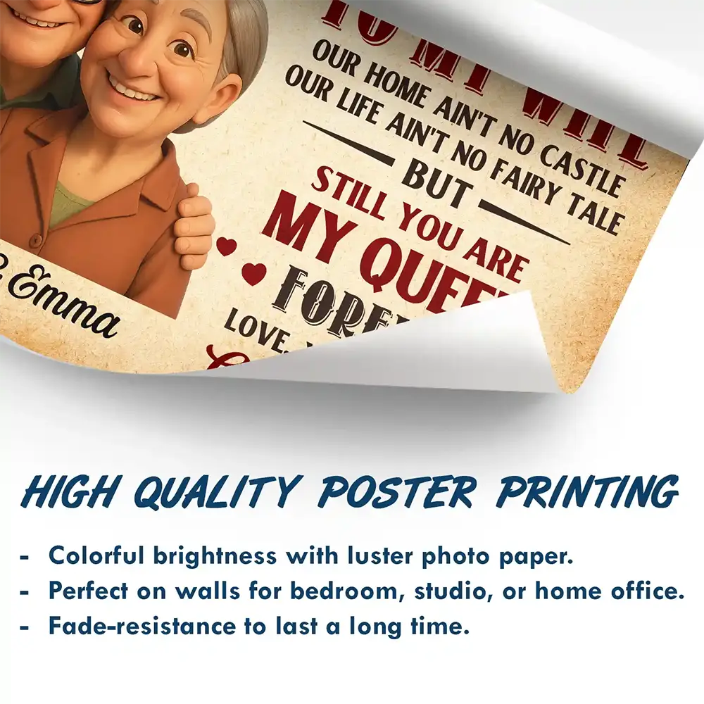 Custom Photo Old Couple To My Wife Our Home Ain'T No Castle - Personalized Poster - Image 5