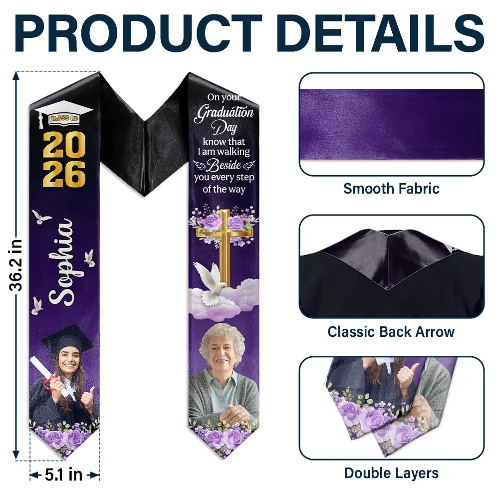 Custom Photo On Your Graduation Day Memorial - Personalized Stoles - Image 7