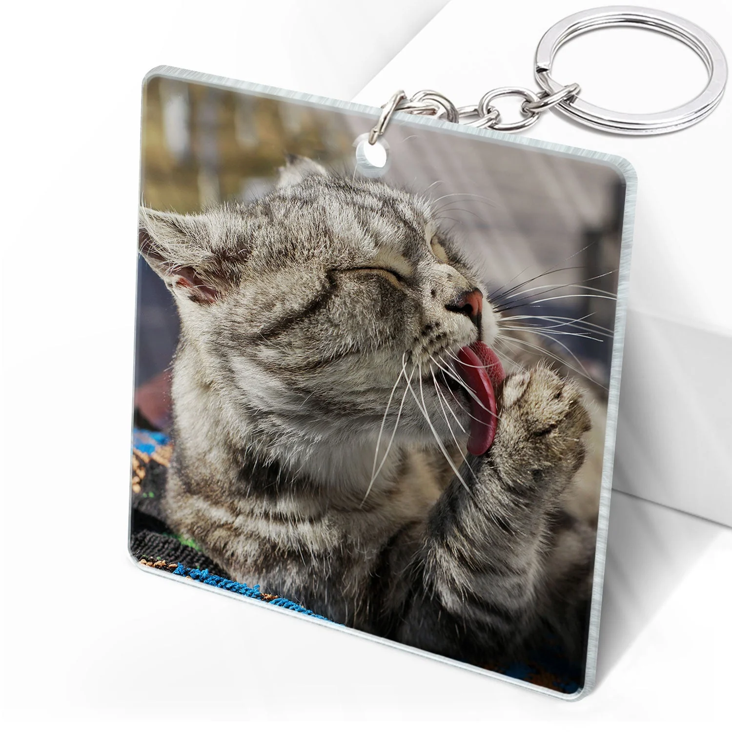 Custom Photo Once By My Side Forever In My Heart Dogs Cats - Pet Memorial Gift - Personalized Custom Acrylic Keychain - Image 2