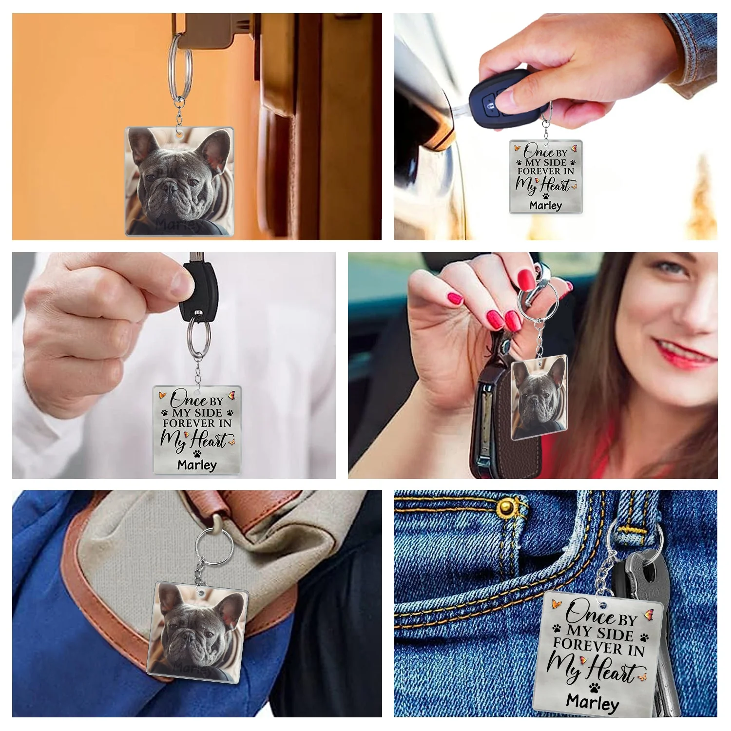 Custom Photo Once By My Side Forever In My Heart Dogs Cats - Pet Memorial Gift - Personalized Custom Acrylic Keychain - Image 5