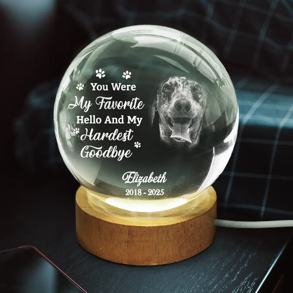 Custom Photo Once By My Side Forever In My Heart - Personalized Crystal Globe Lamp - Image 4