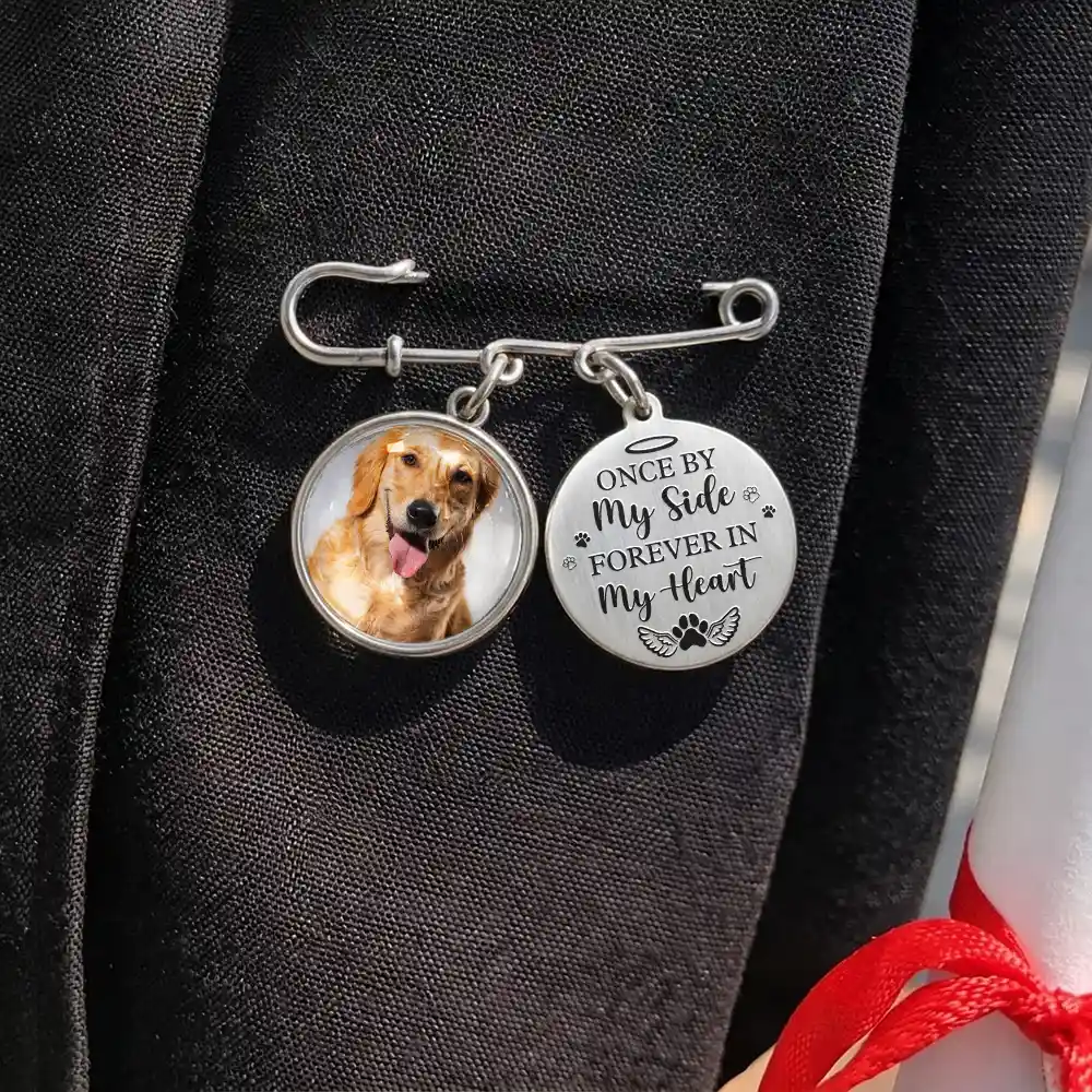 Custom Photo Once By My Side Forever In My Heart - Personalized Graduation Tassel Pin - Image 2