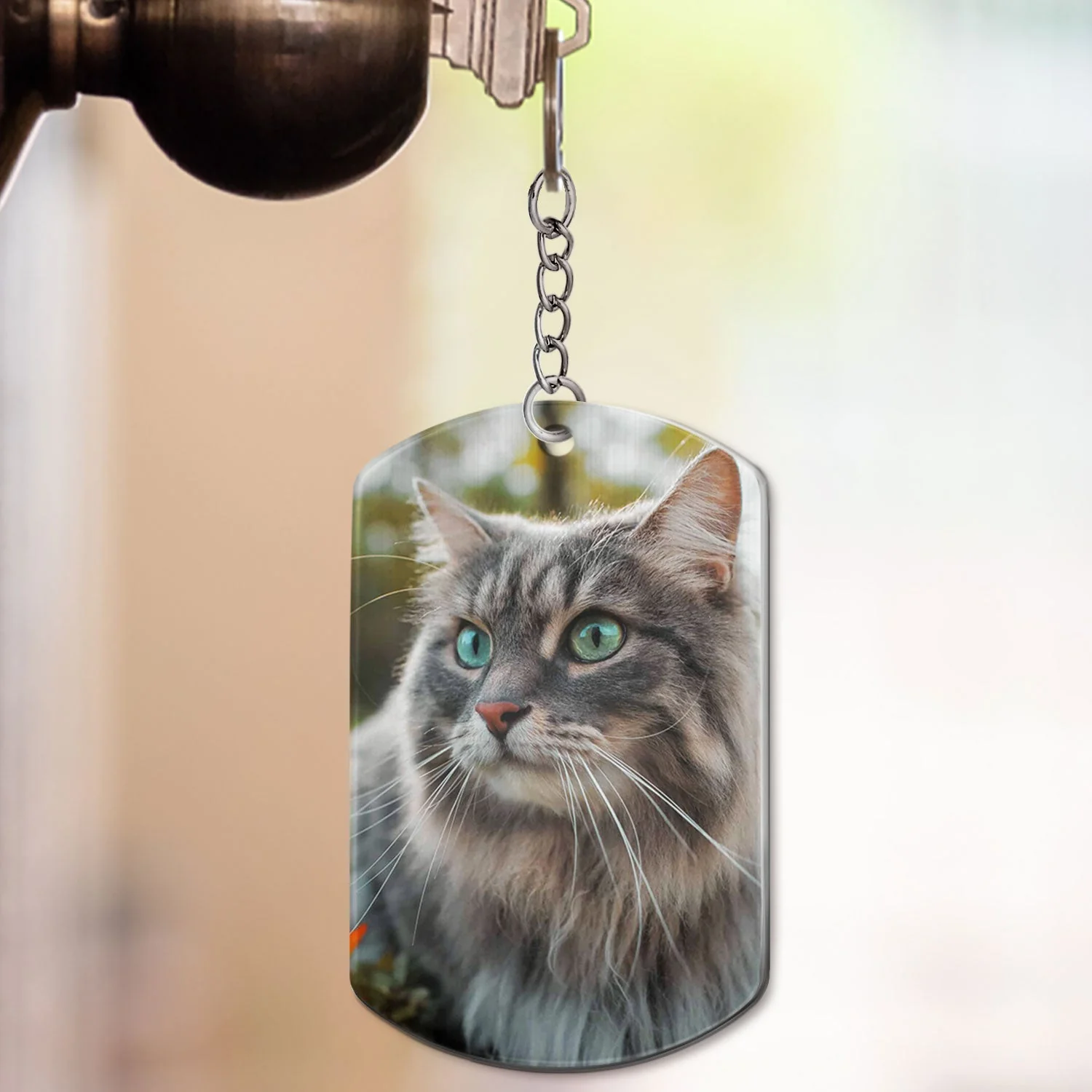 Custom Photo Once By My Side - Memorial Gift For Dog Lovers, Cat Lovers - Personalized Aluminum Keychain - Image 3