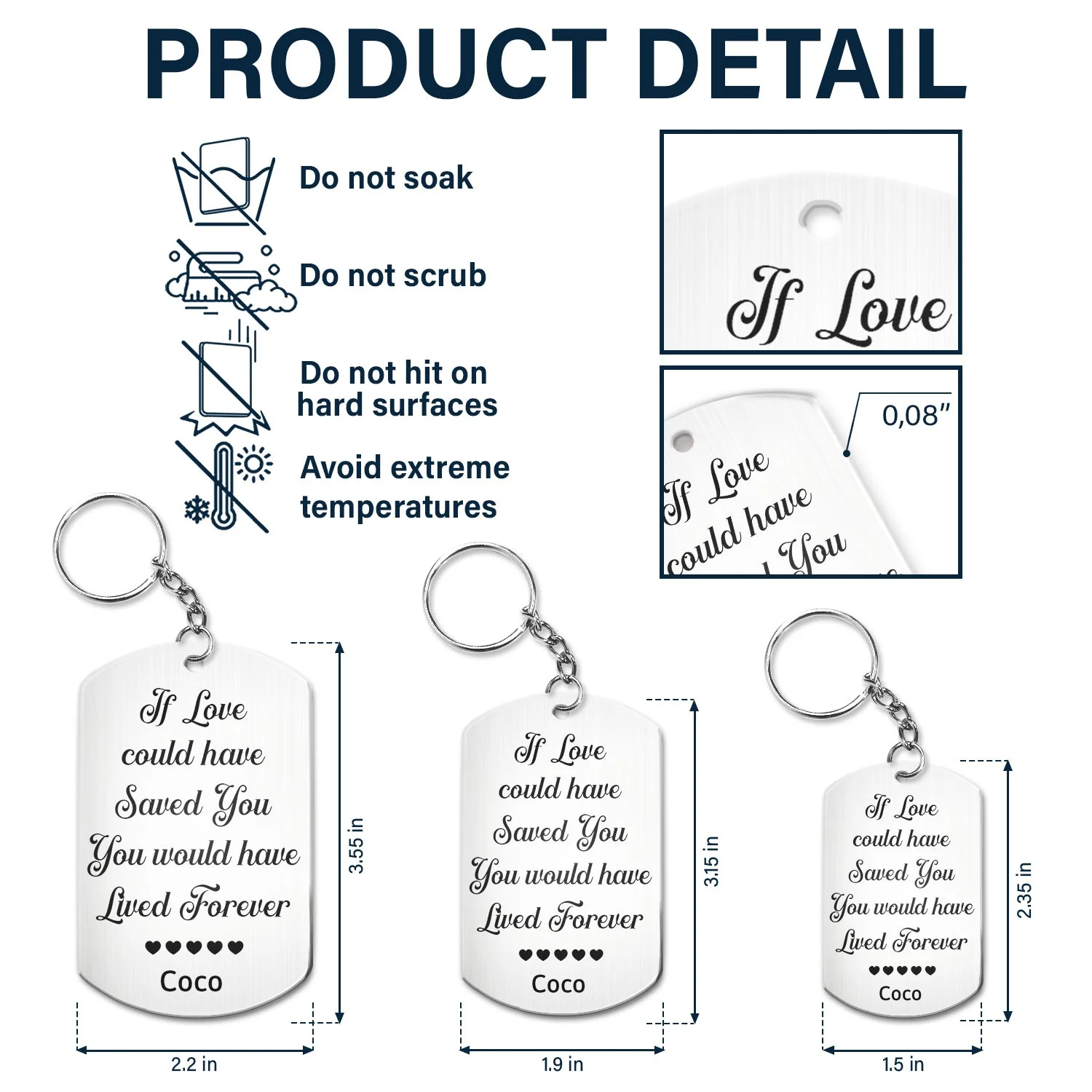 Custom Photo Once By My Side - Memorial Gift For Dog Lovers, Cat Lovers - Personalized Aluminum Keychain - Image 5