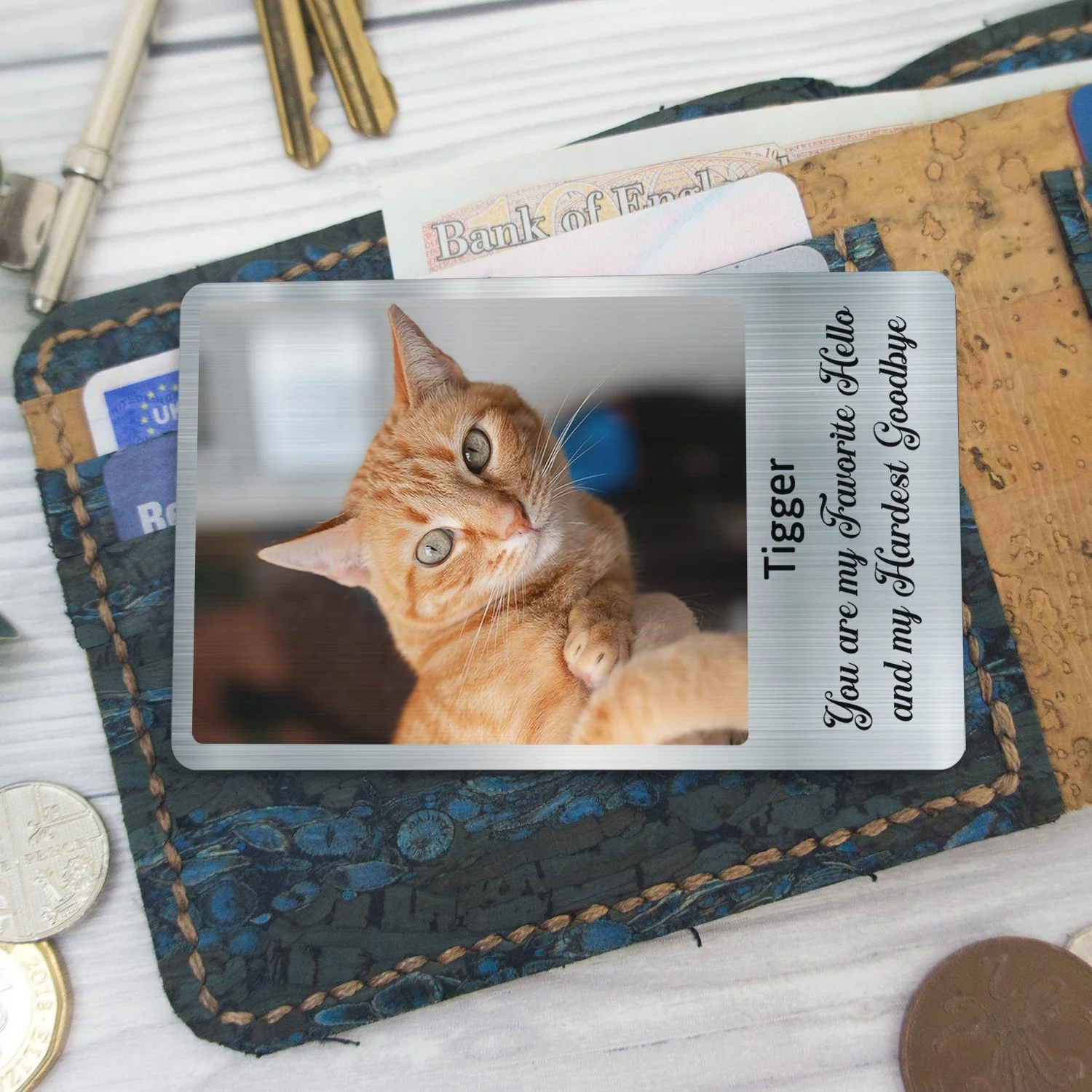 Custom Photo Once By My Side - Memorial Gift For Dog Lovers, Cat Lovers - Personalized Aluminum Wallet Card - Image 5